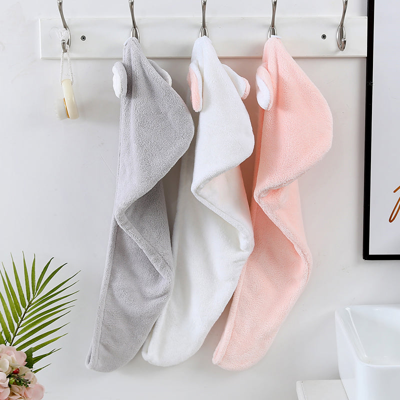 Adorable Pink Bunny-Themed Microfiber Snuggle Hair Cap Bath Towel for Toddlers & Kids – Fun, Soft, and Lightweight - BathBuddies LLC