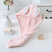 Adorable Pink Bunny-Themed Microfiber Snuggle Hair Cap Bath Towel for Toddlers & Kids – Fun, Soft, and Lightweight - BathBuddies LLC