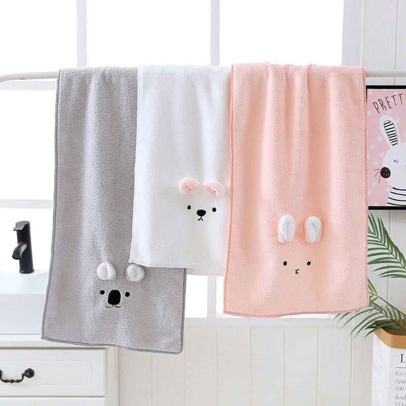 3 PACK (White, Pink, Gray) Adorable Animal-Themed Microfiber Snuggle Wraps Bath Towels for Toddlers & Kids – Fun, Soft, and Lightweight - BathBuddies LLC