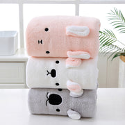 3 PACK (White, Pink, Gray) Adorable Animal-Themed Microfiber Snuggle Wraps Bath Towels for Toddlers & Kids – Fun, Soft, and Lightweight - BathBuddies LLC
