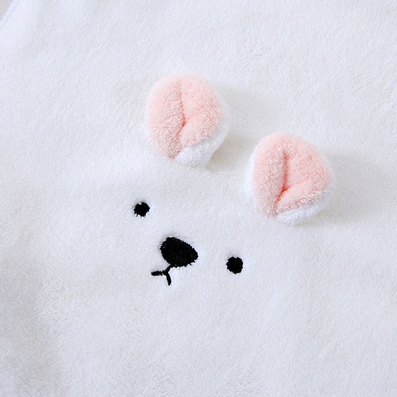 3 PACK (ALL WHITE) Adorable Bear-Themed Microfiber Snuggle Wraps Bath Towels for Toddlers & Kids – Fun, Soft, and Lightweight - BathBuddies LLC