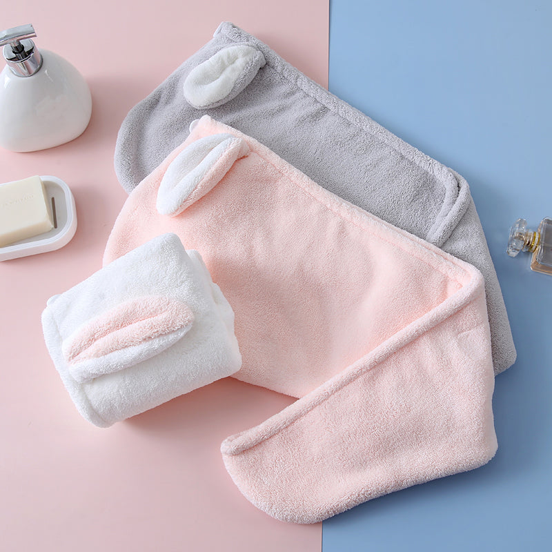 Adorable Pink Bunny-Themed Microfiber Snuggle Hair Cap Bath Towel for Toddlers & Kids – Fun, Soft, and Lightweight - BathBuddies LLC