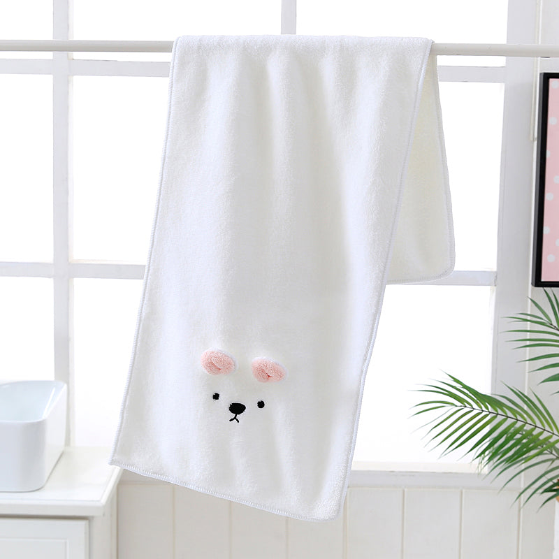 3 PACK (ALL WHITE) Adorable Bear-Themed Microfiber Snuggle Wraps Bath Towels for Toddlers & Kids – Fun, Soft, and Lightweight - BathBuddies LLC