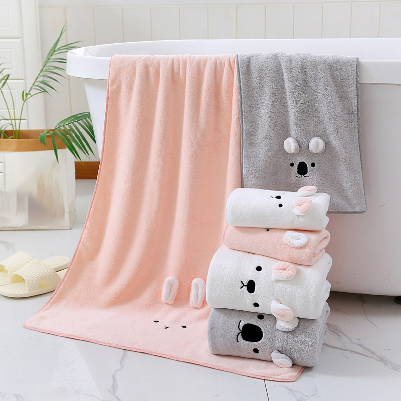 3 PACK (White, Pink, Gray) Adorable Animal-Themed Microfiber Snuggle Wraps Bath Towels for Toddlers & Kids – Fun, Soft, and Lightweight - BathBuddies LLC