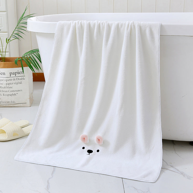 3 PACK (ALL WHITE) Adorable Bear-Themed Microfiber Snuggle Wraps Bath Towels for Toddlers & Kids – Fun, Soft, and Lightweight - BathBuddies LLC