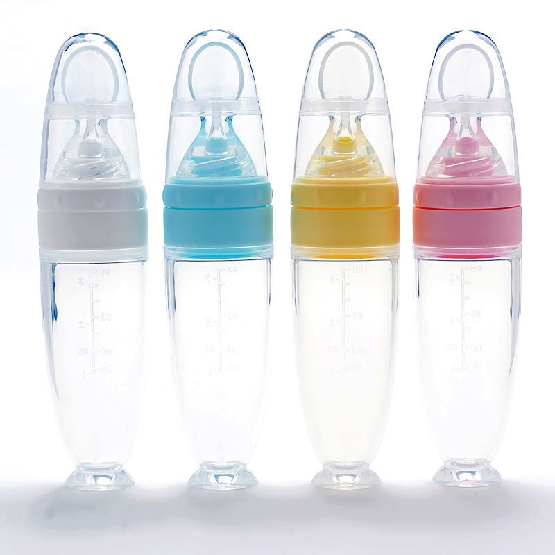 Silicone Squeeze Bottle for Baby Training Spoon